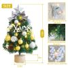 1.5FT Small Christmas Tree with 10FT Lights Table Top Mini Christmas Tree Artificial Flocked Xmas Decorations for Living Room Bedroom Office Shop