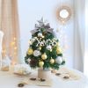 1.5FT Small Christmas Tree with 10FT Lights Table Top Mini Christmas Tree Artificial Flocked Xmas Decorations for Living Room Bedroom Office Shop