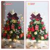 1.5FT Small Christmas Tree with 10FT Lights Table Top Mini Christmas Tree Artificial Flocked Xmas Decorations for Living Room Bedroom Office Shop