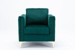 Modern Velvet Armchair Tufted Button Accent Chair Club Chair with Steel Legs for Living Room Bedroom