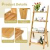 Living Room 4-Tier Bamboo Ladder Display Shelf Storage Rack Plant Flower Stand