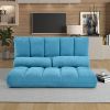 Double Chaise Lounge Sofa Floor Couch and Sofa with Two Pillows