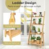 Living Room 4-Tier Bamboo Ladder Display Shelf Storage Rack Plant Flower Stand