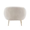 Modern Comfy Leisure Accent Chair; Teddy Short Plush Particle Velvet Armchair with Ottoman for Living Room