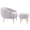 Modern Comfy Leisure Accent Chair; Teddy Short Plush Particle Velvet Armchair with Ottoman for Living Room