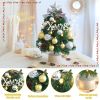 1.5FT Small Christmas Tree with 10FT Lights Table Top Mini Christmas Tree Artificial Flocked Xmas Decorations for Living Room Bedroom Office Shop