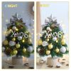 1.5FT Small Christmas Tree with 10FT Lights Table Top Mini Christmas Tree Artificial Flocked Xmas Decorations for Living Room Bedroom Office Shop