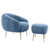 Modern Comfy Leisure Accent Chair; Teddy Short Plush Particle Velvet Armchair with Ottoman for Living Room