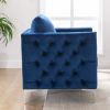 Modern Velvet Armchair Tufted Button Accent Chair Club Chair with Steel Legs for Living Room Bedroom