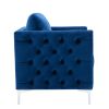 Modern Velvet Armchair Tufted Button Accent Chair Club Chair with Steel Legs for Living Room Bedroom