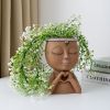 1pc Figure Flower Pot; Women Face Statue Vase Planter Ornaments; For Indoor Outdoor Home Decor Garden Patio (4.7*7.3*3.4in)