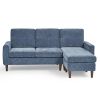 80' Convertible Sectional Sofa Couch;  3 Seats L-shape Sofa with Removable Cushions and Pocket;  Rubber Wood Legs