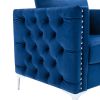 Modern Velvet Armchair Tufted Button Accent Chair Club Chair with Steel Legs for Living Room Bedroom