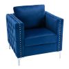 Modern Velvet Armchair Tufted Button Accent Chair Club Chair with Steel Legs for Living Room Bedroom