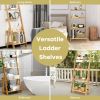 Living Room 4-Tier Bamboo Ladder Display Shelf Storage Rack Plant Flower Stand