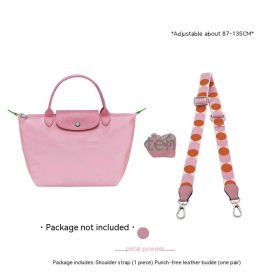 Short Handle Perforated Shoulder Strap (Option: Petal powder-Canvas strap set-Adjustable 87to135cm)