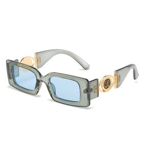 Women's Fashionable Metal Square Glasses (Option: Transparent green frame blue)