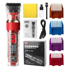 Model Electric Pet Hair Cutter Hair Clipper LCD Digital Display Ceramic Blade (Option: Red-USB)