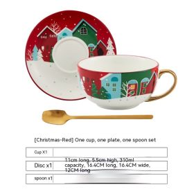 Ins Christmas Ceramic Cup Dish (Option: Cup And Saucer Christmas Red)