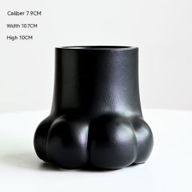 Creative Ceramic Vase Cute Solid Color Cat's Paw (Color: Black)