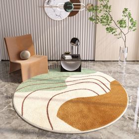 Simple Round Home Living Room Carpet Coffee Table Sofa Study Cloakroom Full Carpet (Option: Cross Bank View-Diameter 80cm)